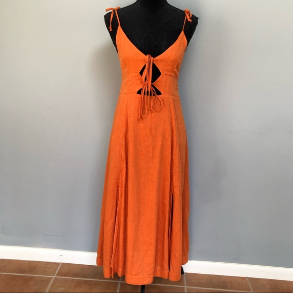 tie front linen dress